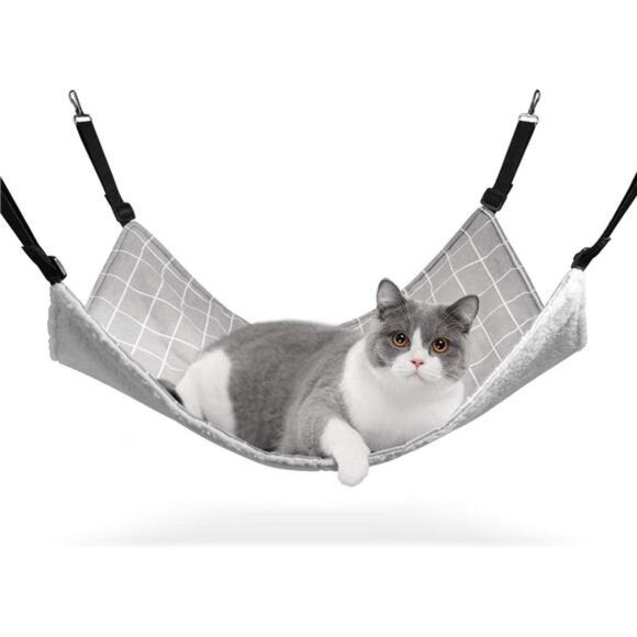 Reversible Cat Hammock, Breathable Pet Cage Hammock with Adjustable Straps - Picture 1 of 14